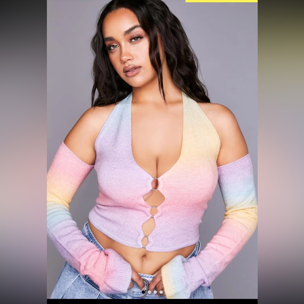 PosterGrl rainbow crop top sweater